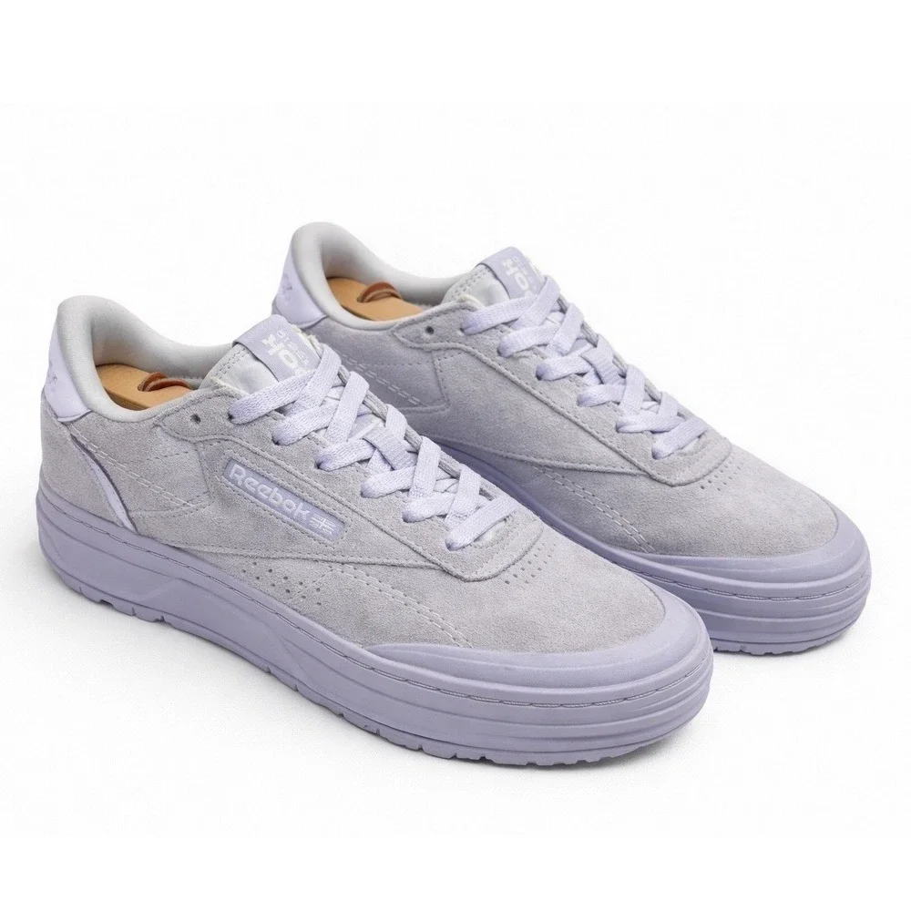 Reebok Platform Suede Sneakers Gray Lilac‎ Women's Minimal Streetwear Shoes